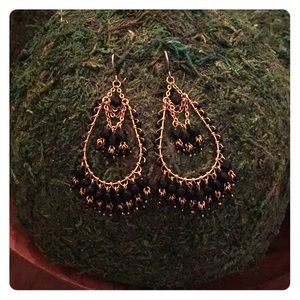Black and gold chandelier earrings